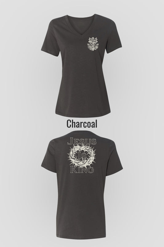 JESUS IS KING WOMEN'S V-NECK T-SHIRT