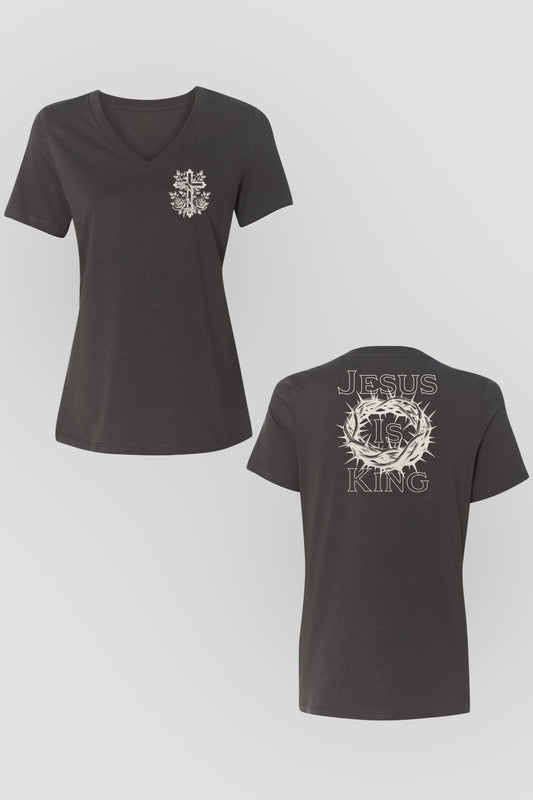 JESUS IS KING WOMEN'S V-NECK T-SHIRT