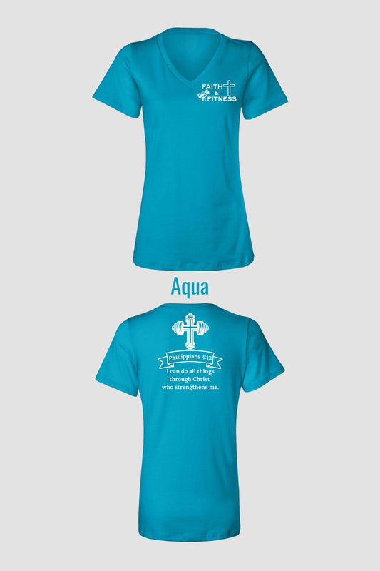 FAITH & FITNESS WOMEN'S V-NECK T-SHIRT