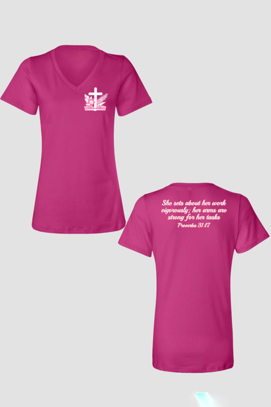 STRONG PROVERBS GIRL WOMEN'S V-NECK T-SHIRT