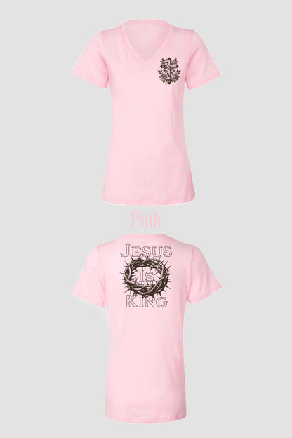 JESUS IS KING WOMEN'S V-NECK T-SHIRT