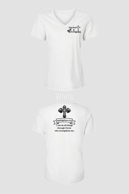 FAITH & FITNESS WOMEN'S V-NECK T-SHIRT